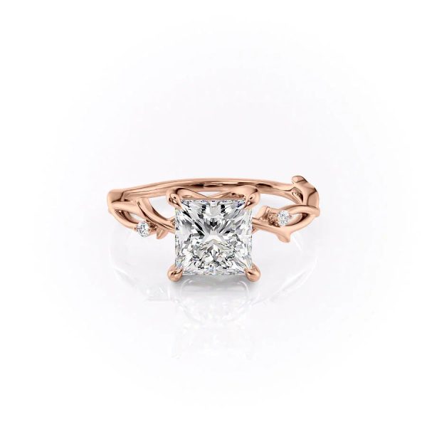 The Twig Set With A 2.5 Carat Princess Lab Diamond For Sale