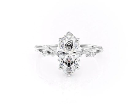 The Textured Twig Set With A 3 Carat Marquise Lab Diamond For Discount