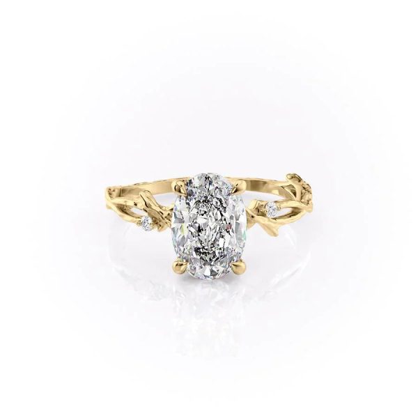 The Textured Twig Set With A 1.5 Carat Oval Lab Diamond Online