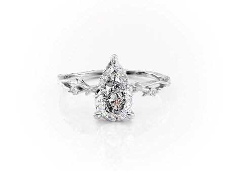 The Textured Twig Set With A 1.5 Carat Pear Lab Diamond Online Hot Sale