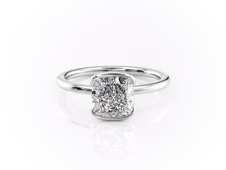 The Eliza Set With A 1 Carat Cushion Moissanite For Sale