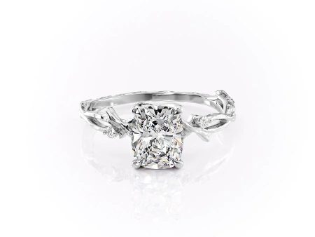 The Textured Twig Set With A 2 Carat Elongated Cushion Lab Diamond Hot on Sale