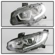 Xtune Projector Headlights Honda Civic (16-18) [Halogen Models -  w  LED DRL Light Bars] Chrome Fashion