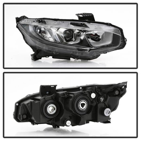 Xtune Projector Headlights Honda Civic (16-18) [Halogen Models -  w  LED DRL Light Bars] Chrome Fashion