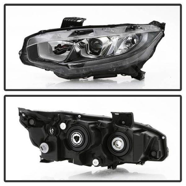 Xtune Projector Headlights Honda Civic (16-18) [Halogen Models -  w  LED DRL Light Bars] Chrome Fashion