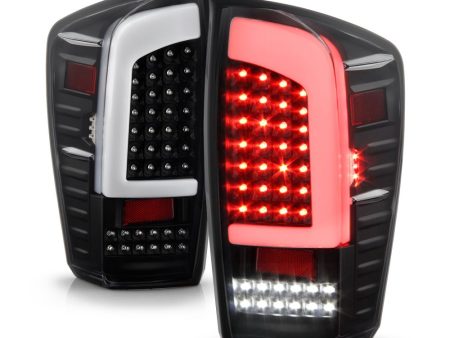 Xtune LED Tail Lights Toyota Tacoma (16-19) [V2 w  Light Bar C Shape Style - Reverse In LED] Matte Black or Chrome Housing | Clear Lens on Sale