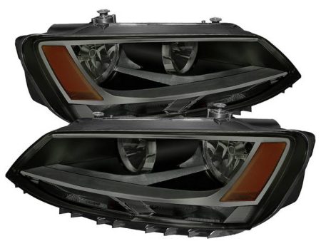 Xtune Crystal Headlights VW Jetta (11-18) [Halogen Model Only] Smoked w  Amber Turn Signal Light Fashion