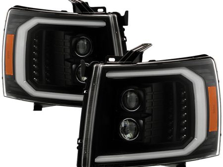 Xtune Projector Headlights Chevy Silverado (07-13) [w  LED DRL Signal Lights] Black or Black Smoked w  Amber Turn Signal Light Online Sale