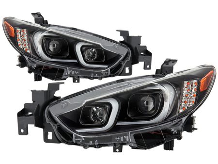 Xtune Projector Headlights Mazda 6 Sedan (14-17) [w  LED Light Bar    Halogen Models Only] Black or Black Smoke w  Amber Turn Signal Lights Online Hot Sale