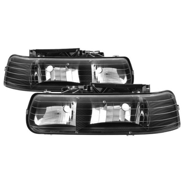 Xtune Crystal Headlights Chevy Silverado (99-02) [w  or w o Bumper Lights] Black   Black Smoke   Smoke on Sale