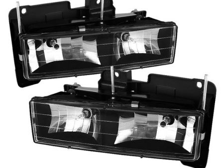 Xtune Crystal Headlights Chevy Tahoe (95-99) Black or Smoke w  Amber Turn Signal Light Supply