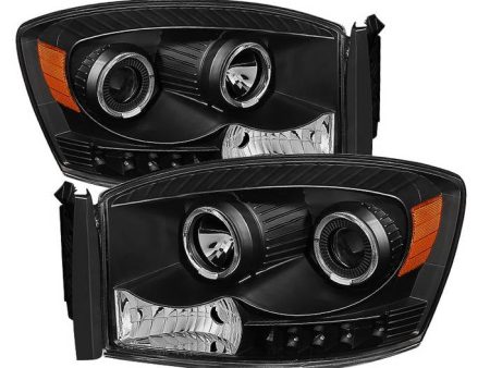 Xtune Projector Headlights Dodge Ram (06-09) [w  LED Halo] Black Smoked or Smoke w  Amber Turn Signal Light Fashion