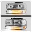 Xtune Headlights Chevy Tahoe (00-06) [w  LED Bumper Lights] Chrome or Smoke w  Amber Turn Signal Light For Discount