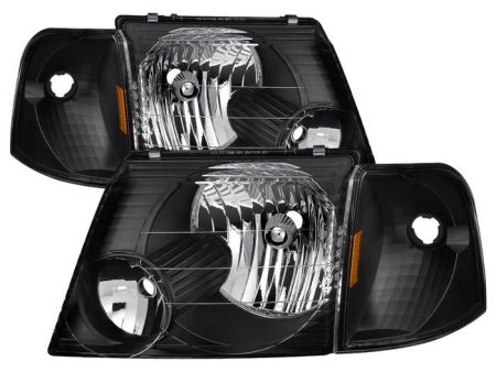 Xtune Headlights Ford Explorer 4Dr (02-05) [OEM Style w  Corner 4pcs sets] Black w  Amber Signal Lights For Cheap