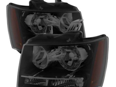 Xtune Crystal Headlights Chevy Tahoe (07-14) Black or Black Smoked w  Amber Turn Signal Light Online Hot Sale