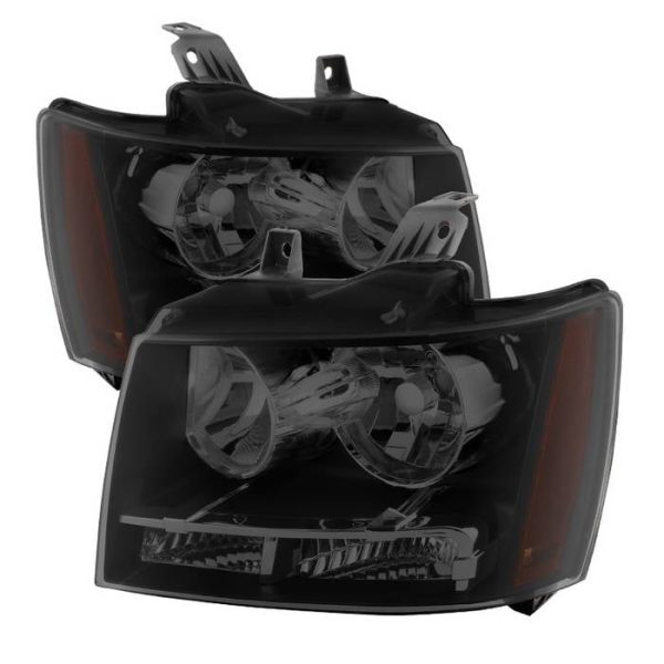 Xtune Crystal Headlights Chevy Tahoe (07-14) Black or Black Smoked w  Amber Turn Signal Light Online Hot Sale