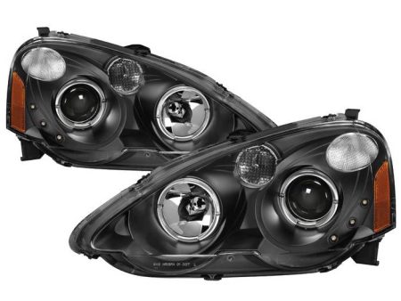 Xtune Projector Headlights Acura RSX (02-04) [w  LED Halo DRL] Black w  Amber Turn Signal Lights For Cheap