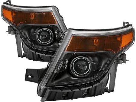 Xtune Headlights Ford Explorer (11-15) [OEM Style - Halogen Models Only] Black w  Amber Signal Lights Online Sale