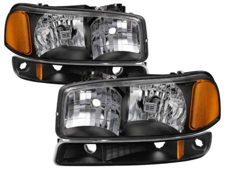 Xtune Crystal Headlights GMC Sierra (1999-2006) [w  Bumper Lights] Black on Sale