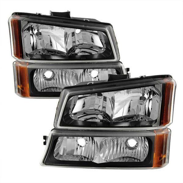 Xtune Crystal Headlights Chevy Silverado (03-07) [w  Bumper Lights] Black   Smoke For Cheap