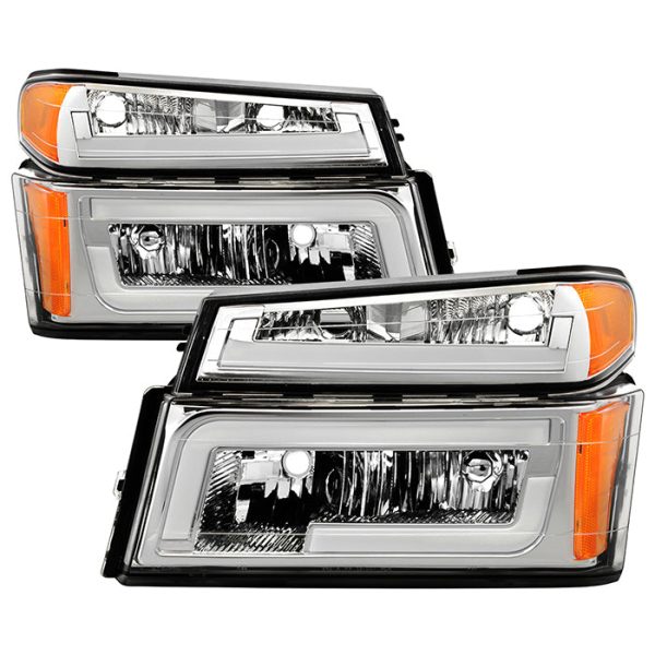 Xtune Headlights GMC Canyon (04-12) [Light Bar DRL w  Bumper Lights] Black or Chrome w  Amber Turn Signal Light Online now