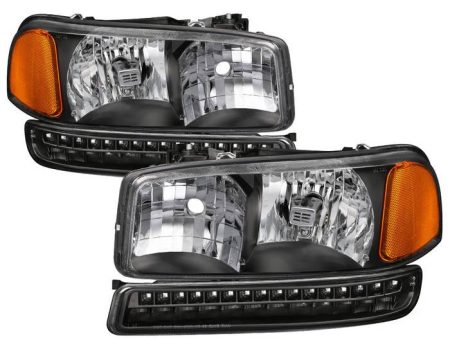 Xtune Headlights GMC Yukon (00-06) [w  LED Bumper Lights] Black or Chrome w  Amber Turn Signal Lights Cheap