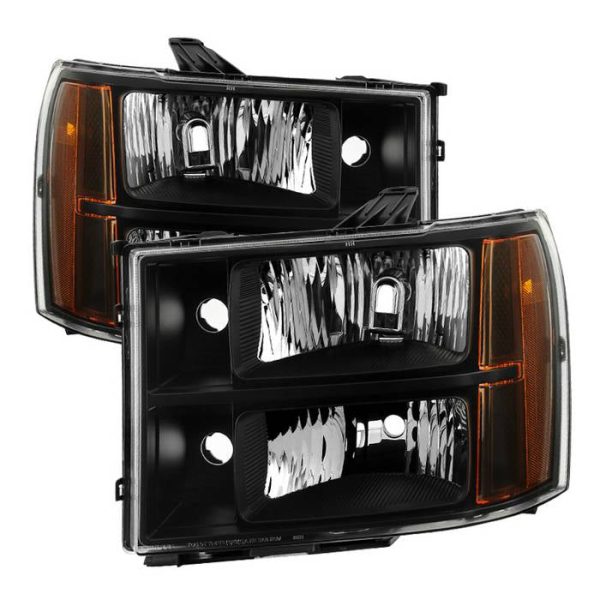 Xtune Crystal Headlights GMC Sierra (07-13) Black or Black Smoked w  Amber Turn Signal Lights Discount