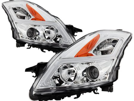 Xtune Projector Headlights Nissan Altima Sedan (07-09) [w  LED Light Bar - Halogen Model Only] Black   Black Smoke   Chrome w  Amber Turn Signal Lights For Discount