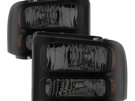 Xtune Crystal Headlights Ford Excursion (99-04) Black Smoked w  Amber Turn Signal Lights Online Hot Sale