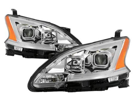 Xtune Projector Headlights Nissan Sentra (13-15) [w  DRL LED Light Bar - Halogen Model Only] Black   Black Smoke   Chrome w  Amber Turn Signal Lights Cheap