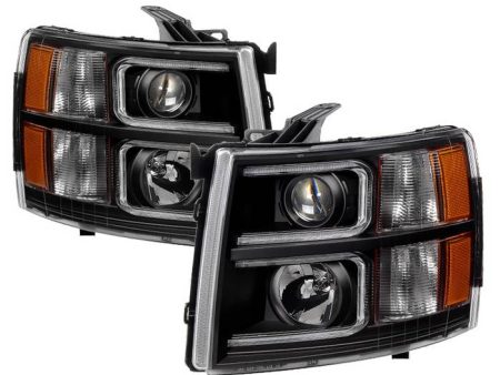 Xtune Projector Headlights Chevy Silverado (07-13) [w  Light Tube Style] Black Online