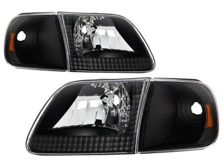 Xtune Crystal Headlights Ford Bronco (92-96) [w  Corner Bumper 6pcs] Black   Black Smoke  Smoke For Cheap