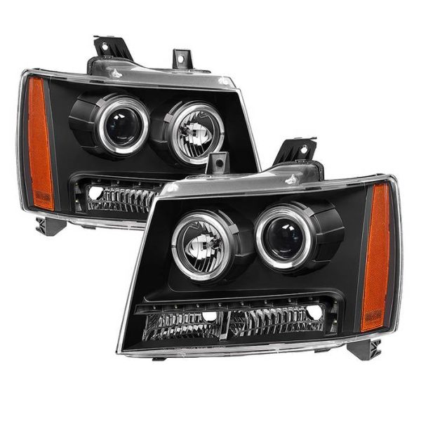 Xtune Projector Headlights Chevy Avalanche (07-14) [w  Halo LED Lights] Black or Black Smoked w  Amber Turn Signal Light For Sale