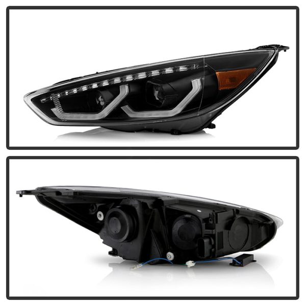 Xtune Projector Headlights Ford Focus (15-18) [Full LED w  LED Light Bar] Black or Chrome w  Amber Turn Signal Lights Online now