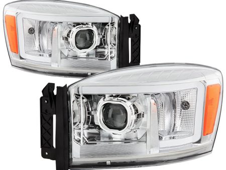 Xtune Projector Headlights Dodge Ram (06-09) [w  Light Bar DRL] Chrome or Black w  Amber Turn Signal Light For Sale