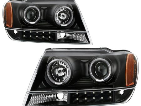 Xtune Projector Headlights Jeep Grand Cherokee (14-16) [w  LED Halo] Black w  Amber Turn Signal Light Online Hot Sale