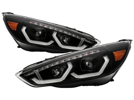 Xtune Projector Headlights Ford Focus (15-18) [Full LED w  LED Light Bar] Black or Chrome w  Amber Turn Signal Lights Online now