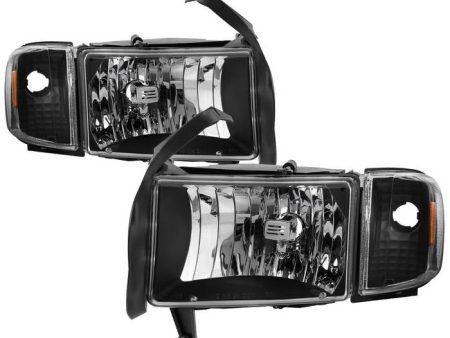 Xtune Headlights Dodge Ram 1500 (94-02) [OEM Style] Black w  Corner Lamps Online Sale