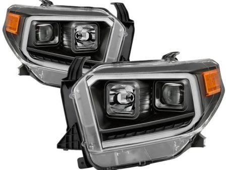 Xtune Projector Headlights Toyota Tundra (14-18) [w  DRL LED Light Bar] Black   Black Smoke   Chrome w  Amber Turn Signal Lights on Sale