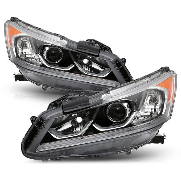 Xtune Projector Headlights Honda Accord Sedan (08-12) [Halogen Only] Chrome w  Amber Turn Signal Lights Online Sale