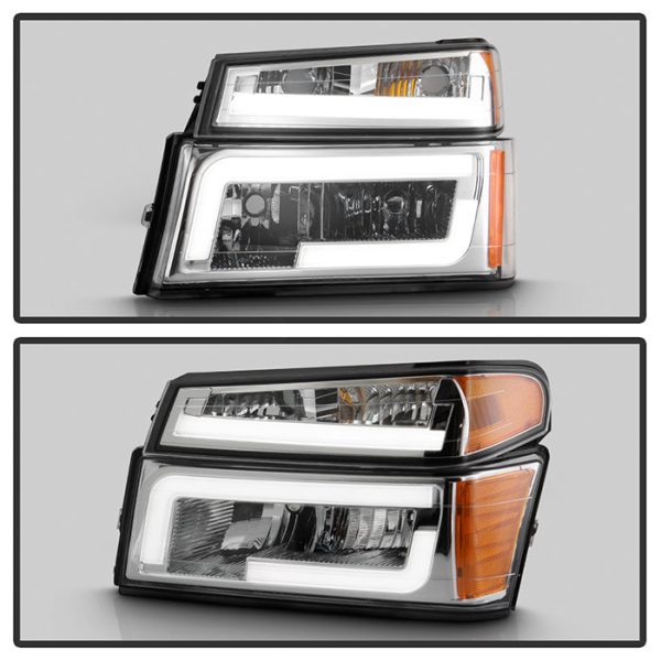 Xtune Headlights Chevy Colorado (04-12) [Light Bar DRL w  Bumper Lights] Black or Chrome w  Amber Turn Signal Light Hot on Sale