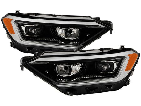 Xtune Projector Headlights VW Jetta (19-21) [Full LED w  LED DRL] Black w  Amber Turn Signal Light Online now