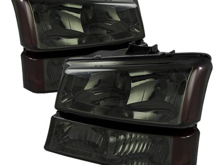 Xtune Crystal Headlights Chevy Silverado (03-07) [w  Bumper Lights] Black   Smoke For Cheap