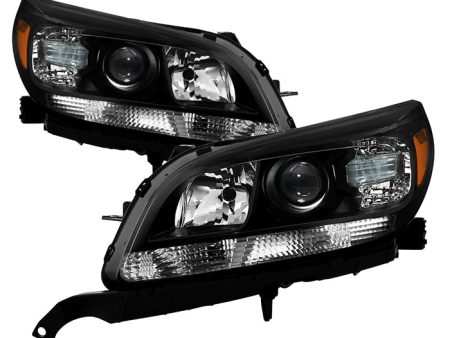 Xtune Projector Headlights Chevy Malibu (13-15) [OE Style] Black w  Amber Turn Signal Light Sale