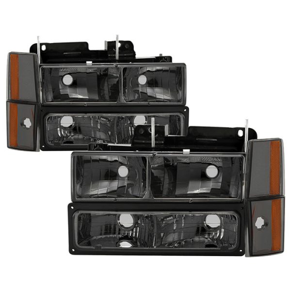 Xtune Crystal Headlights GMC Sierra (88-93) [Black   Chrome   Smoke] w  or w o Bumper Lights Fashion