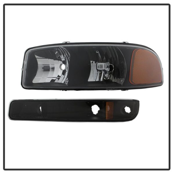 Xtune Crystal Headlights GMC Sierra (1999-2006) [w  Bumper Lights] Black on Sale