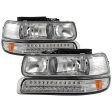 Xtune Headlights Chevy Tahoe (00-06) [w  LED Bumper Lights] Chrome or Smoke w  Amber Turn Signal Light For Discount