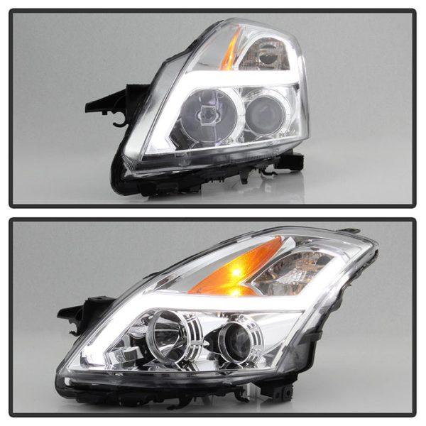 Xtune Projector Headlights Nissan Altima Sedan (07-09) [w  LED Light Bar - Halogen Model Only] Black   Black Smoke   Chrome w  Amber Turn Signal Lights For Discount