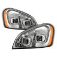 Xtune Projector Headlights Freightliner Cascadia (08-17) [LED Tube DRL] Chrome w  Amber Turn Signal Lights For Discount