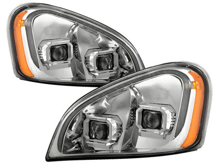 Xtune Projector Headlights Freightliner Cascadia (08-17) [LED Tube DRL] Chrome w  Amber Turn Signal Lights For Discount